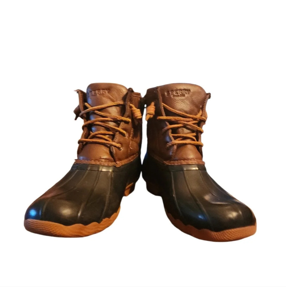 SPERRY TOPSIDER YG55203 BROWN SALTWATER DUCK BOOT Gorpcore women 6.5 Fisherman - Picture 2 of 7